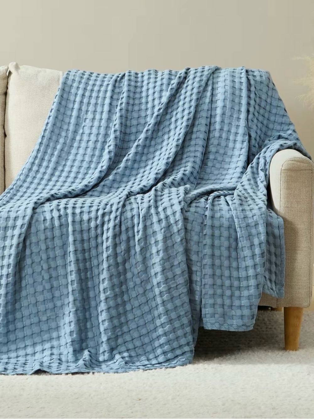 CGK Waffle Bamboo Cooling Blanket Blue King NWOT